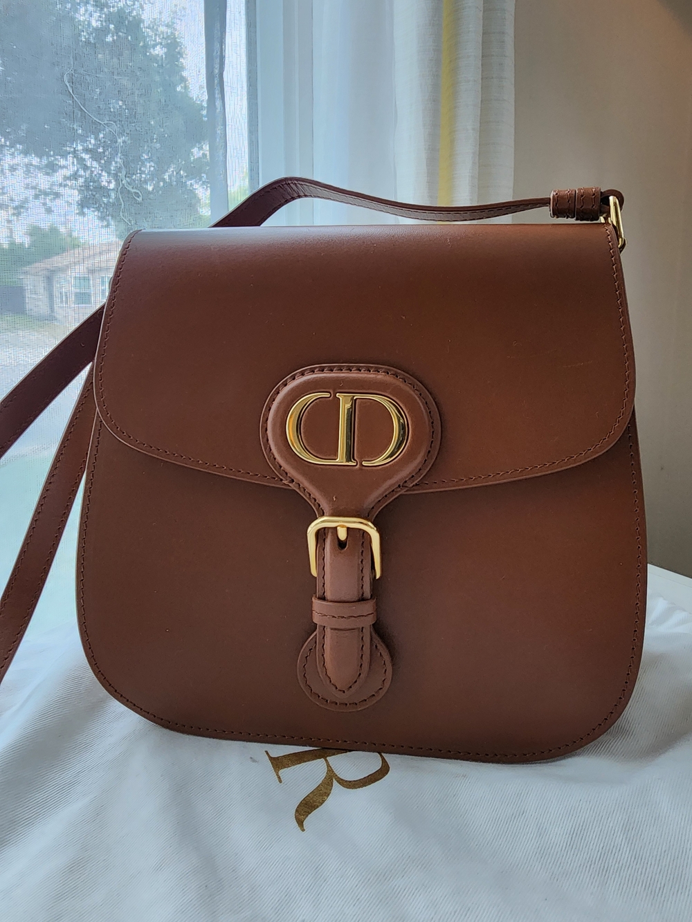 Dior Bobby Frame shoulder bag in Brown Leather Crossbody with Gold Accent